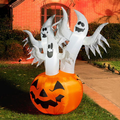 Glitzhome Lighted Pumpkin Scream Inflatable Decor Halloween Inflatable