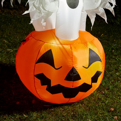 Glitzhome Lighted Pumpkin Scream Inflatable Decor Halloween Inflatable