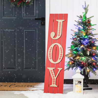 Glitzhome "42"" Wooden Joy" Christmas Porch Sign