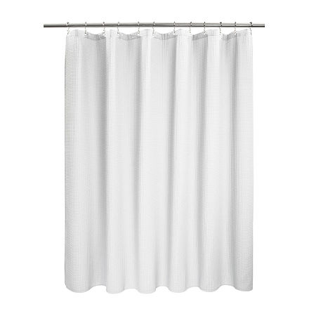 Awesome Home Spa Cotton Blend Waffle Shower Curtain In White