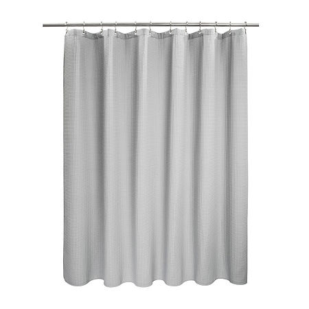 Awesome Home Spa Cotton Blend Waffle Shower Curtain In Gray