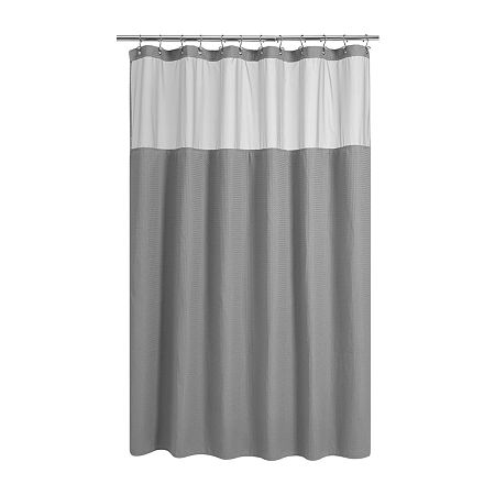 Awesome Home Waffle With Snap In Liner Shower Curtain, One Size, Gray