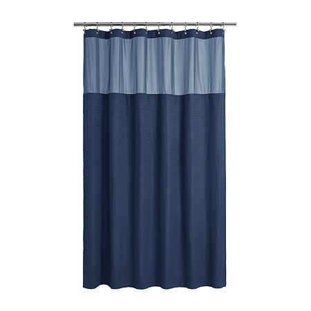 Awesome Home Waffle With Snap In Liner Shower Curtain, One Size, Blue