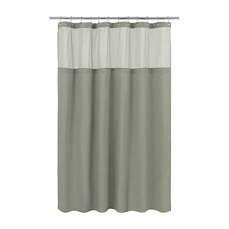 Awesome Home Polyester Waffle Snap In Liner Shower Curtain Set In Green