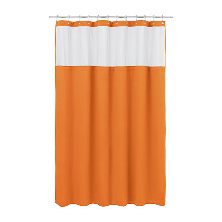 Awesome Home Waffle With Snap In Liner Shower Curtain, One Size, Orange