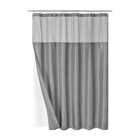 Awesome Home Waterproof Poly Snap In Liner Shower Curtain Set, One Size, Gray