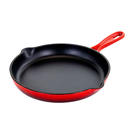 Megachef Enameled Cast Iron 10.25 Skillet, One Size, Red