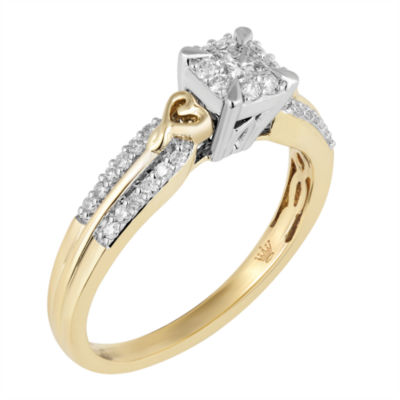 Hallmark Diamonds Womens 1/3 CT. T.W. Mined White Diamond 10K Gold Engagement Ring
