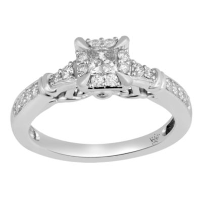 Womens 1/2 CT. T.W. Genuine White Diamond 10K Gold Engagement Ring