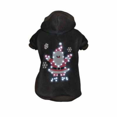 The Pet Life LED Lighting Juggling Santa Hooded Sweater Pet Costume