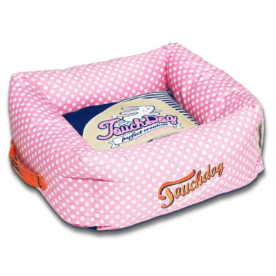 The Pet Life Touchdog Polka-Striped Polo Easy Wash Squared Fashion Pet Bed