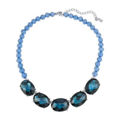 1928 Silver Tone Womens Blue 16 Inch Collar Necklace