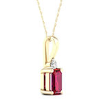 Womens Genuine Red Ruby 10K Gold Pendant Necklace