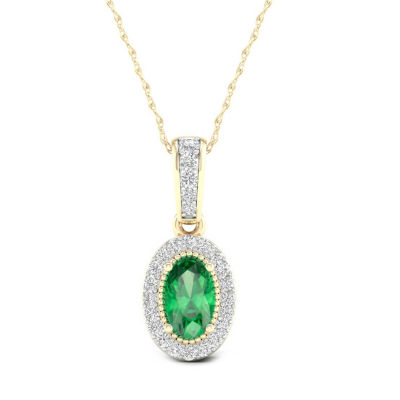 Womens Genuine Green Emerald 10K Gold Pendant Necklace - JCPenney