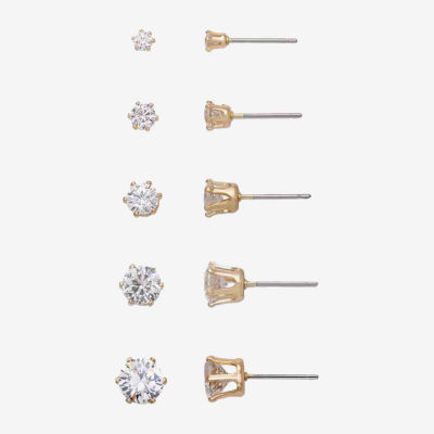 Mixit Hypoallergenic Gold Tone Stud Cubic Zirconia Stud Earrings