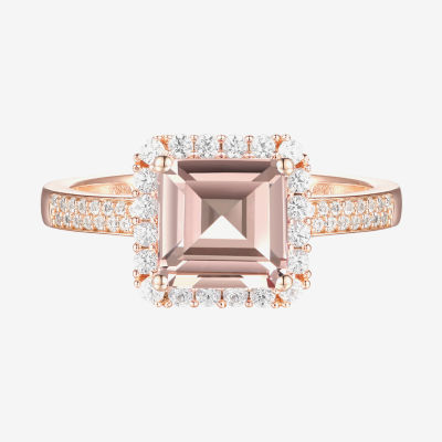 Yes, Please! Womens Lab Created Champagne Sapphire 14K Rose Gold Over Silver Cocktail Ring