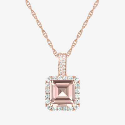Yes, Please! Womens Lab Created Champagne Sapphire 14K Rose Gold Over Silver Pendant Necklace