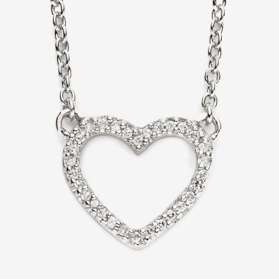 1/10 Ct. T.W. Diamond Sterling Silver Mini Heart Pendant Necklace