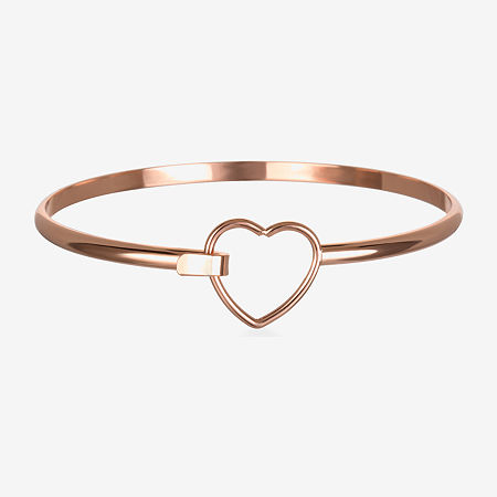Bijoux Bar Delicates Womens Rose Tone Heart Bangle Bracelet