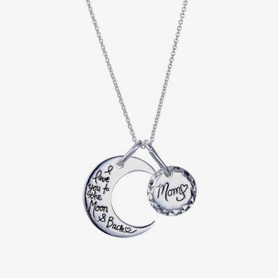 Footnotes Mom Womens Sterling Silver Moon Round 18 Inch Pendant Necklace