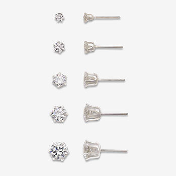Mixit Hypoallergenic Tri Tone Stud 3 Pair Cubic Zirconia Earring Set,  Color: Multi - JCPenney