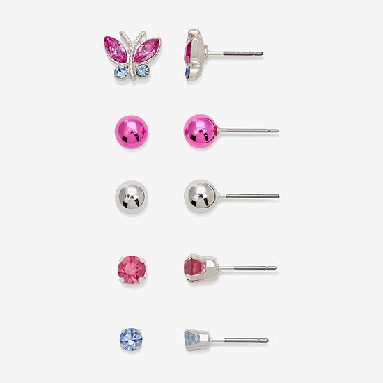 Mixit 5-Pair Butterfly Stud Earring Set