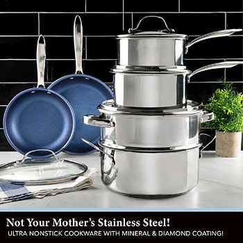 Granitestone Stainless Steel Blue 2-pc Nonstick Frying Pan Set, Blue