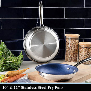 Granitestone Stainless Steel Hammered 10 Piece Nonstick Cookware Set - Silver