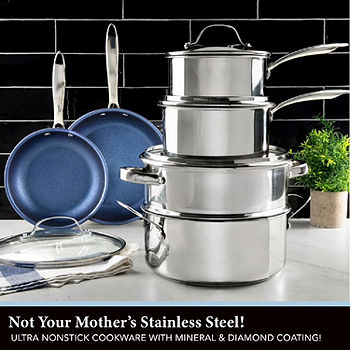 Granitestone 10-Piece Aluminum Ceramic Coating Nonstick Cookware Set, Blue