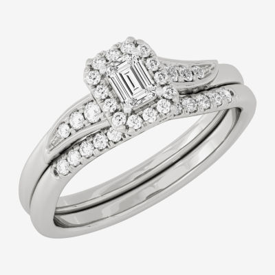 Womens / CT. T.W. Mined White Diamond 10K Gold Side Stone Halo Bridal Set