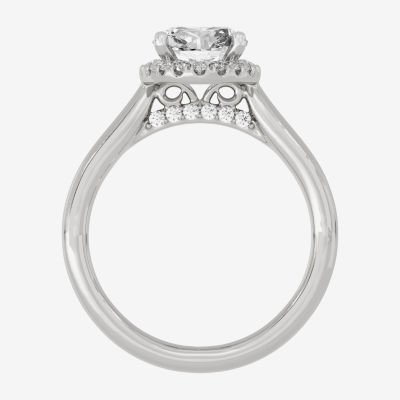 (H-I / Si1-Si2) Womens 2 1/4 CT. T.W. Lab Grown White Diamond 10K White Gold Oval Halo Engagement Ring