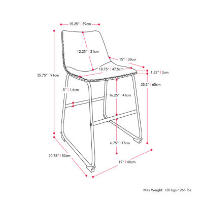 Corliving Palmer 2-pc. Counter Height Upholstered Bar Stool
