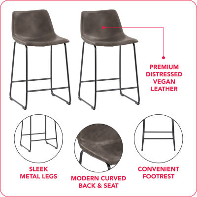 Corliving Palmer 2-pc. Counter Height Upholstered Bar Stool