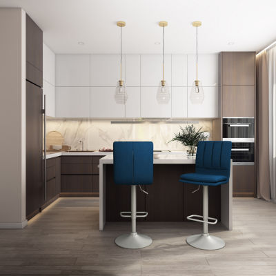 Corliving Palmer 2-pc. Tufted Swivel Bar Stool