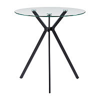 Lennox Round Glass-Top Dining Table, One Size, Black