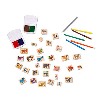 Melissa & Doug Deluxe Wooden Stamp Set - Animals, Color: Multi - JCPenney