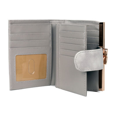 Julia Buxton Heiress Leather Double Cardex Womens RFID Blocking Bifold Wallet