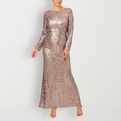 Papell Boutique Long Sleeve Sequin Evening Gown CoolSprings Galleria