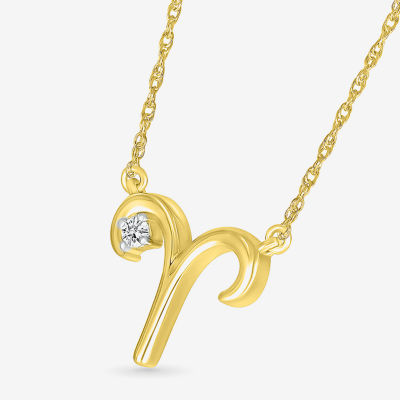Unisex Adult Diamond Accent Mined White Diamond 10K Gold Pendant Necklace