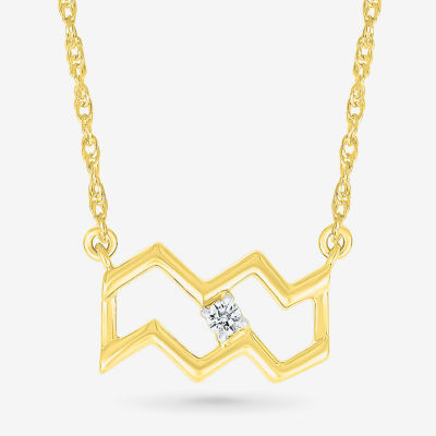 Unisex Adult Diamond Accent Natural White Diamond 10K Gold 17 1/ Inch Pendant Necklace