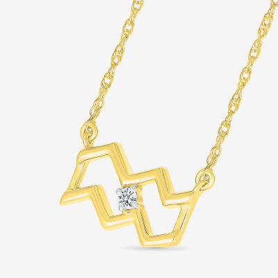 Unisex Adult Diamond Accent Natural White Diamond 10K Gold 17 1/ Inch Pendant Necklace