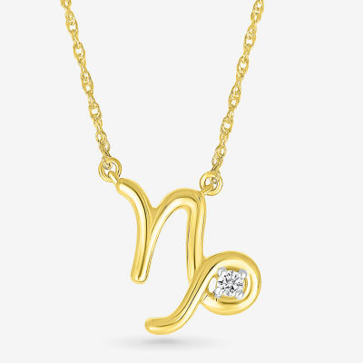 Unisex Adult Diamond Accent Natural White Diamond 10K Gold 17 1/ Inch Pendant Necklace