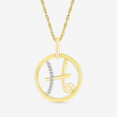 Womens Diamond Accent Natural White Diamond 14K Gold Pendant Necklaces