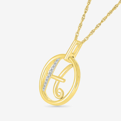 Womens Diamond Accent Natural White Diamond 14K Gold Pendant Necklaces