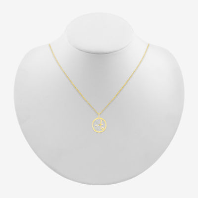 Unisex Adult Diamond Accent Natural White Diamond 14K Gold Round Pendant Necklace