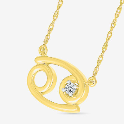 Unisex Adult Diamond Accent Natural White Diamond 10K Gold 17 1/2 Inch Pendant Necklace