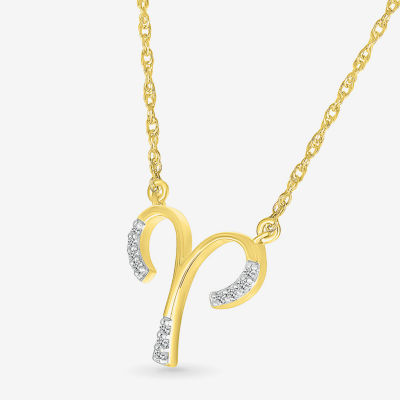 Unisex Adult Diamond Accent Natural White Diamond 10K Gold 17 1/2 Inch Pendant Necklace