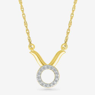 Womens Diamond Accent Natural White Diamond 10K Gold Pendant Necklace