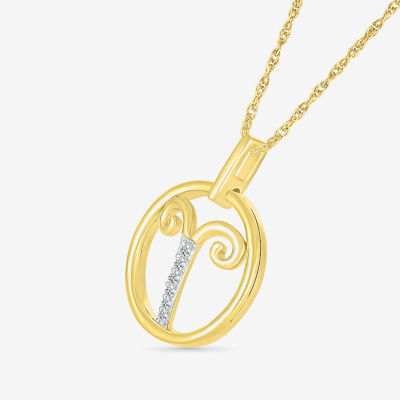 Womens Diamond Accent Natural White Diamond 14K Gold 18 Inch Pendant Necklace