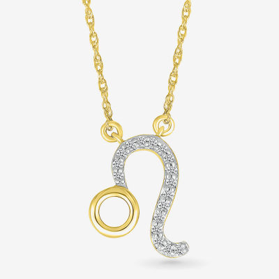 Unisex Adult Diamond Accent Natural White Diamond 10K Gold 17 1/ Inch Pendant Necklace